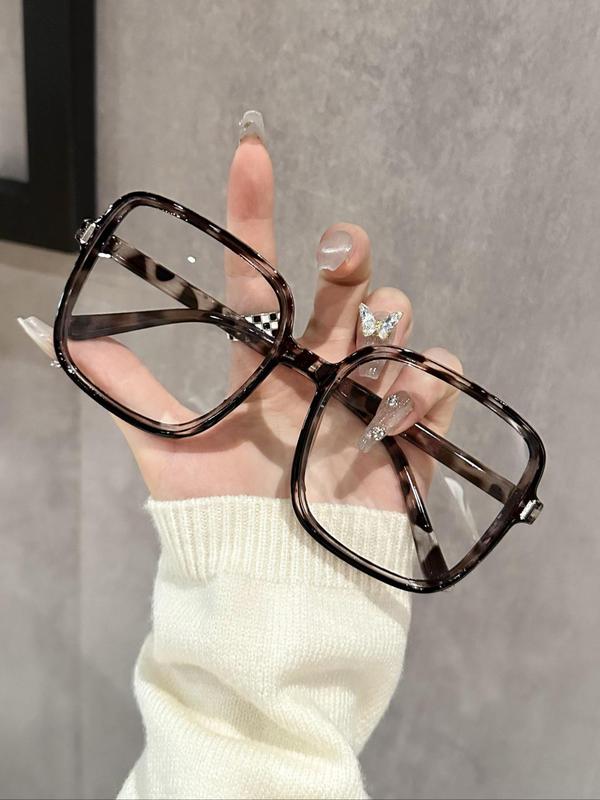 Simple Style Clear Eyeglasses, New Trendy Casual Large Square Eyeglasses for Women & Men, Fashion Eyeglasses for Work, Daily Clothing Decor, Perfect for Student