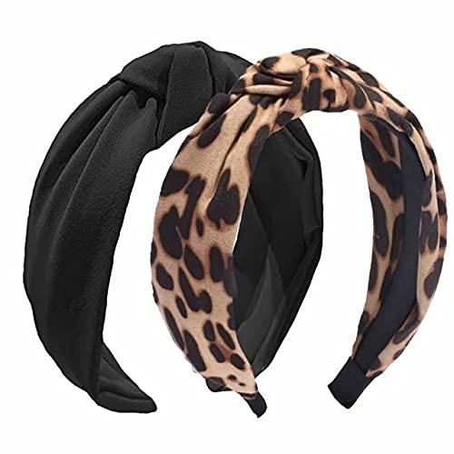 2count Headbands for Women, Bow Knotted Wide Headband,Hair Band Fashion Elastic Hair Accessories for Women