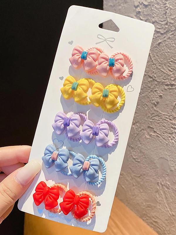 Colorful Cute Cartoon Hair Ties, 80pcs Random Style Flower & Bow & Fruit Design Hair Ties, Fashion Hair Accessories for Women & Girls