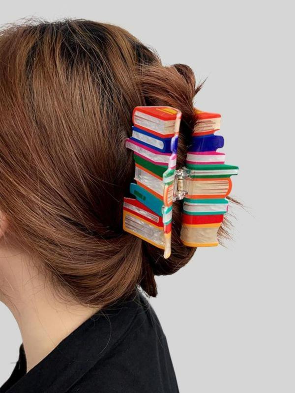 Book Pattern Hair Claw, Stylish Hair Clips for Ladies & Girls, Simple Elegant Headwear Perfect for Thick Hair, Trendy Hair Accessories for Everyday Wear