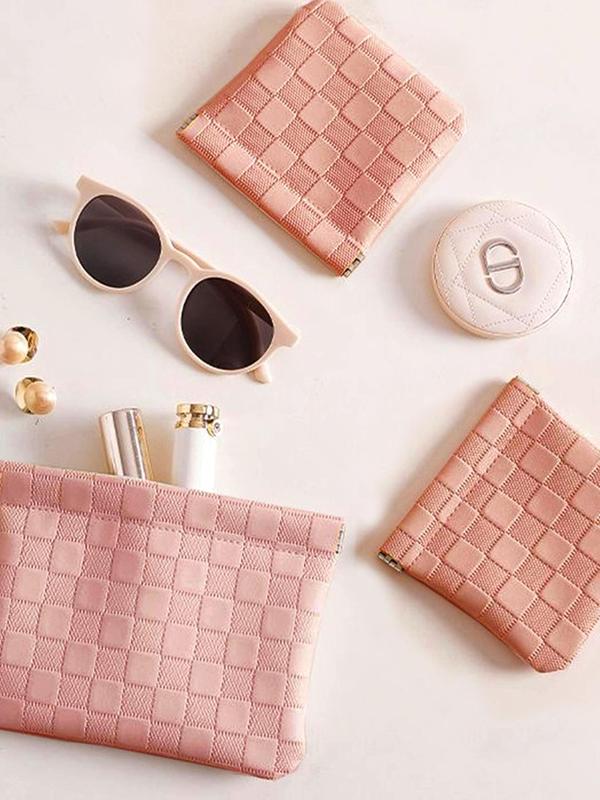 Multi-functional Geometric Embossed Storage Bag, Casual Sun Glasses Storage Bag, Fashion Accessories for Travel & Daily Use