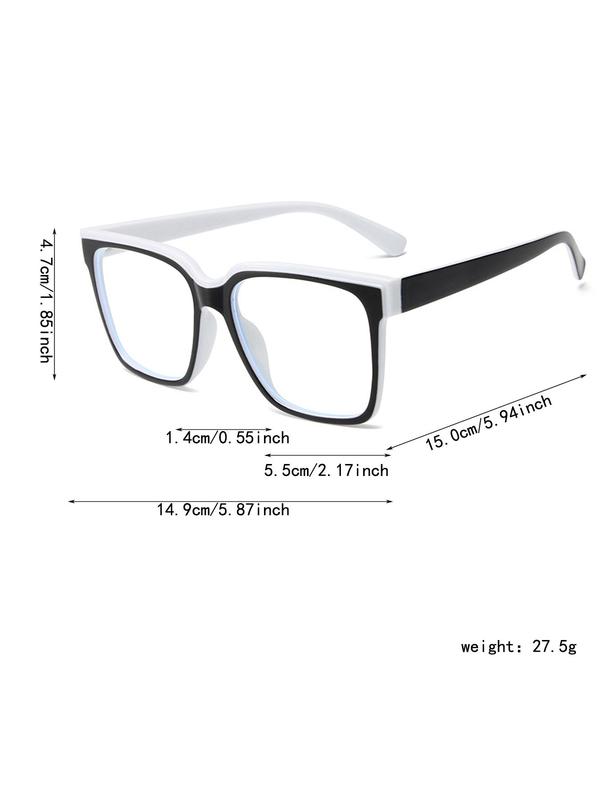 Simple Square Frame Eyeglasses, 1 Pair Fashion Double Color Frame Eyewear, Daily Cloths Accessories