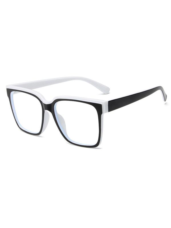 Simple Square Frame Eyeglasses, 1 Pair Fashion Double Color Frame Eyewear, Daily Cloths Accessories