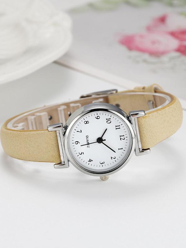 Women's Fashion Round Dial Analog Quartz Watch, Fashion Watch for Party, Daily Clothing Decor, Trendy All-match & Exquisite Watch for Birthday Gift