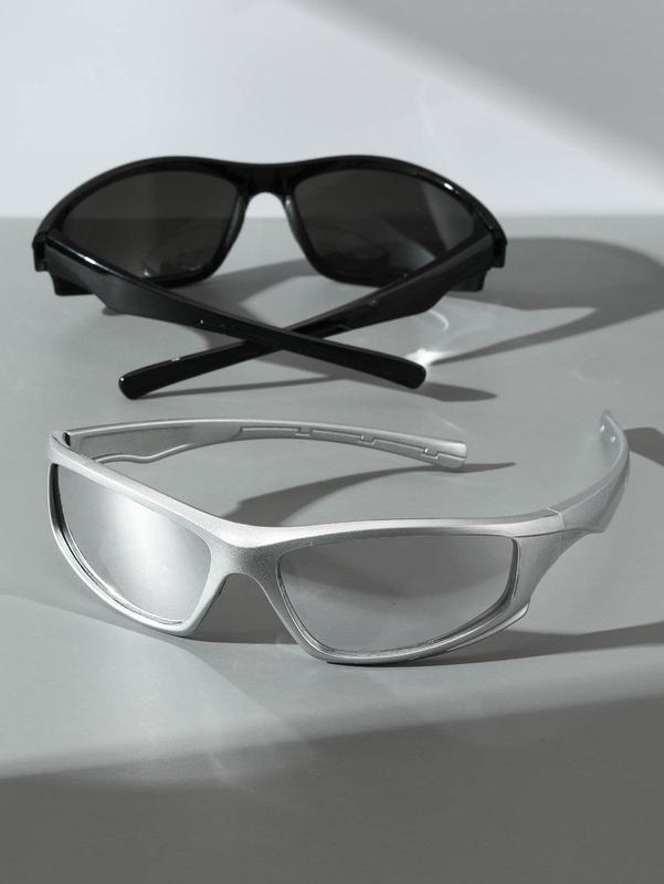 Unisex Two-Tone Geometric Fashion Glasses with Silver Lens