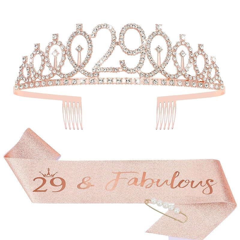 40th Birthday Crown + 40 & Fabulous Birthday Sash + Pearl Pin Set, Birthday Tiara, 40th Birthday Gifts for Women Friends, 40th Birthday Decorations for Women, 40th Happy Birthday Party Favor