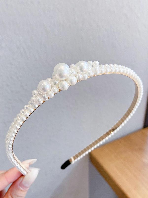 Faux Pearl Decorated Hair Hoop, Elegant Hair Hoops for Women & Girls As Gift, Trendy All-match & Exquisite Hair Accessories for Daily Wear