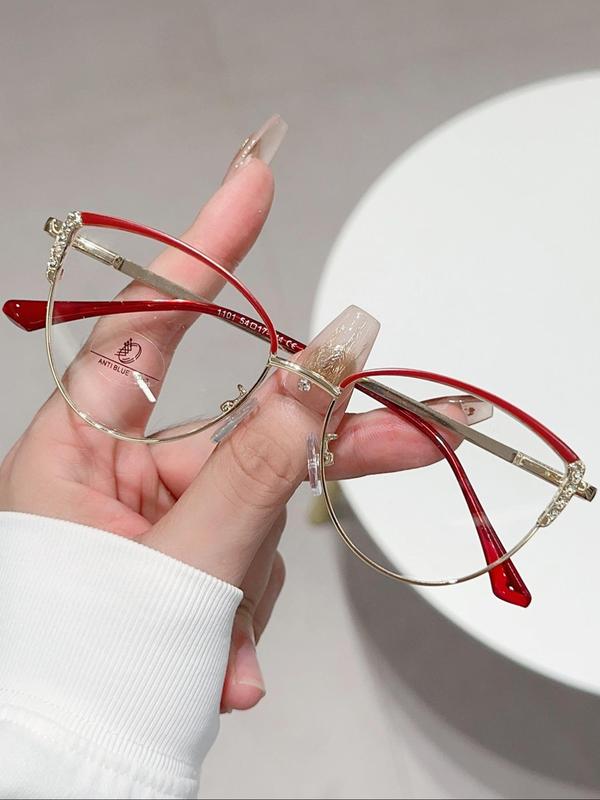 Cat Eye Frame Eyeglasses, Fashionable Eyeglasses for Women & Girls, Fashion Eyeglasses for Work, Daily Clothing Decor, Perfect for Student Daily Use