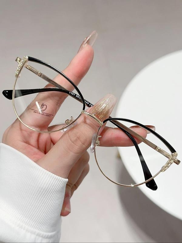 Cat Eye Frame Eyeglasses, Fashionable Eyeglasses for Women & Girls, Fashion Eyeglasses for Work, Daily Clothing Decor, Perfect for Student Daily Use