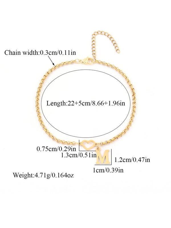 Simple Trendy Stainless Steel Chain Anklet for Women & Girls, Fashion Jewelry for Party, Daily Decor, Trendy All-match & Exquisite Jewelry for Birthday Gift