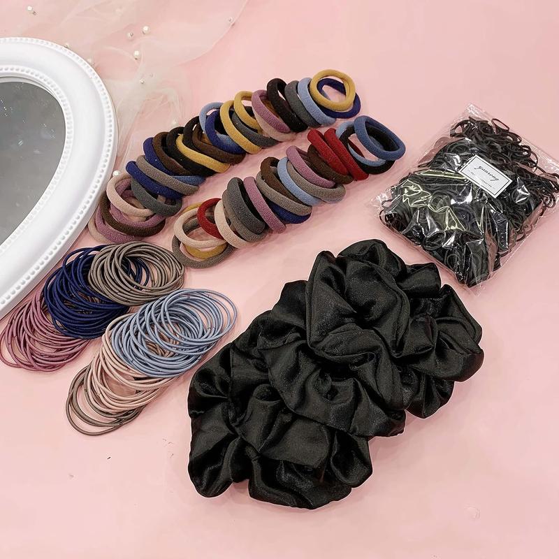 755counts Hair Accessories for Woman Set Seamless Ponytail Holders Variety Hair Scrunchies Hair Bands Scrunchy Hair Ties For Thick and Curly