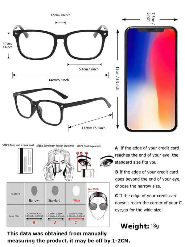 Unisex Fashionable Leopard & Plain Color Pattern Glasses, Trendy Casual Square Frame Eyeglasses for Everyday Use, Fashion Accessories for Outdoor Activities