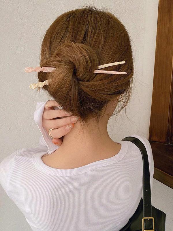 Random Pattern Hair Pin, New Chinese Style Elegant Hairpin, Fashion Hair Accessories for Women & Girls, Minimalist Headwear Suitable for Thick Hair