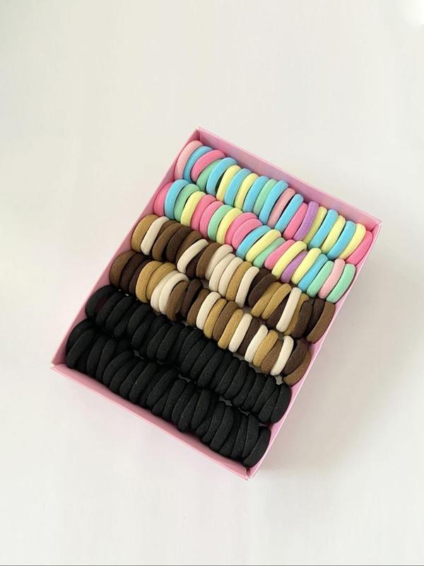 Solid Color High Stretch Hair Ties, Cute Hair Accessories for Women & Girls, Minimalist Headwear Suitable for Thick Hair