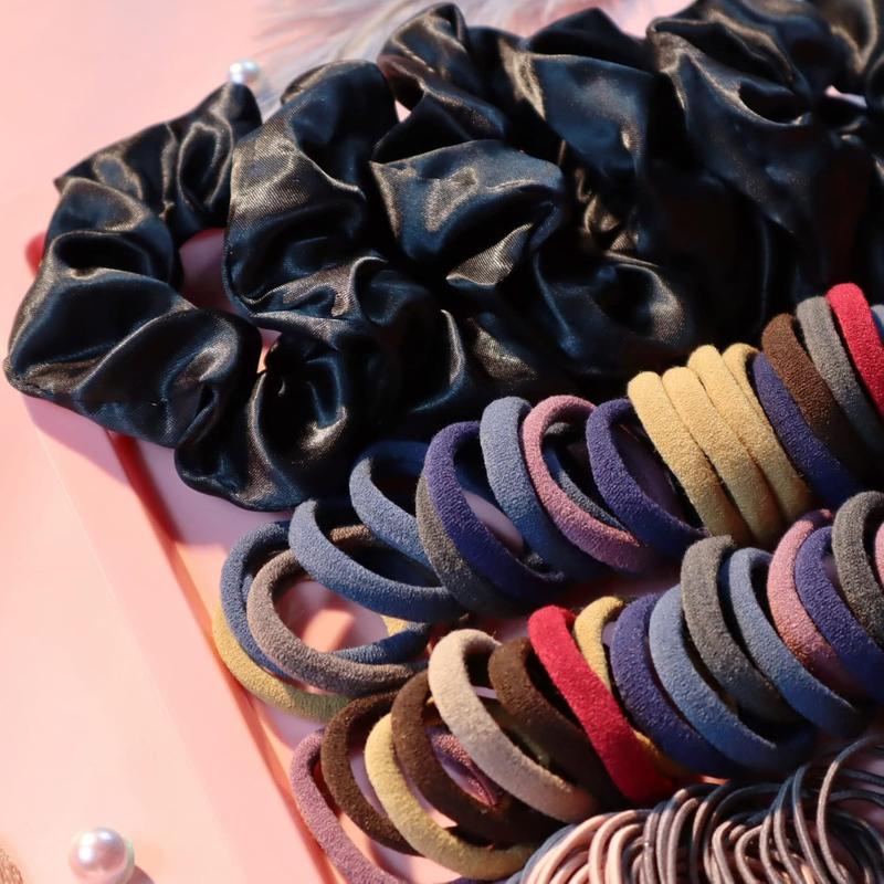 755counts Hair Accessories for Woman Set Seamless Ponytail Holders Variety Hair Scrunchies Hair Bands Scrunchy Hair Ties For Thick and Curly