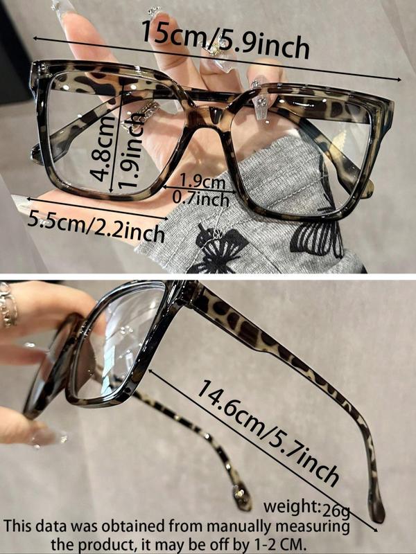 Women's Fashion Plain Leopard Pattern Square Frame Eyeglasses, Trendy Casual Eyeglasses for Everyday Use, Fashion Accessories for Outdoor Activities