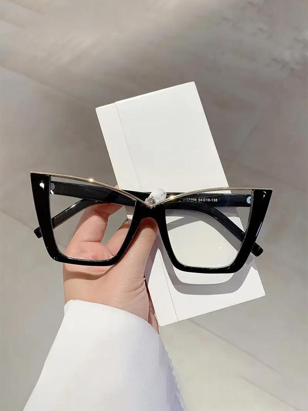 Women's Street Style Full Rim Eyeglasses for Everyday Use, Basic Cat Eye Frame Eyeglasses for Women & Girls, Fashion Vintage Accessories for Daily Use