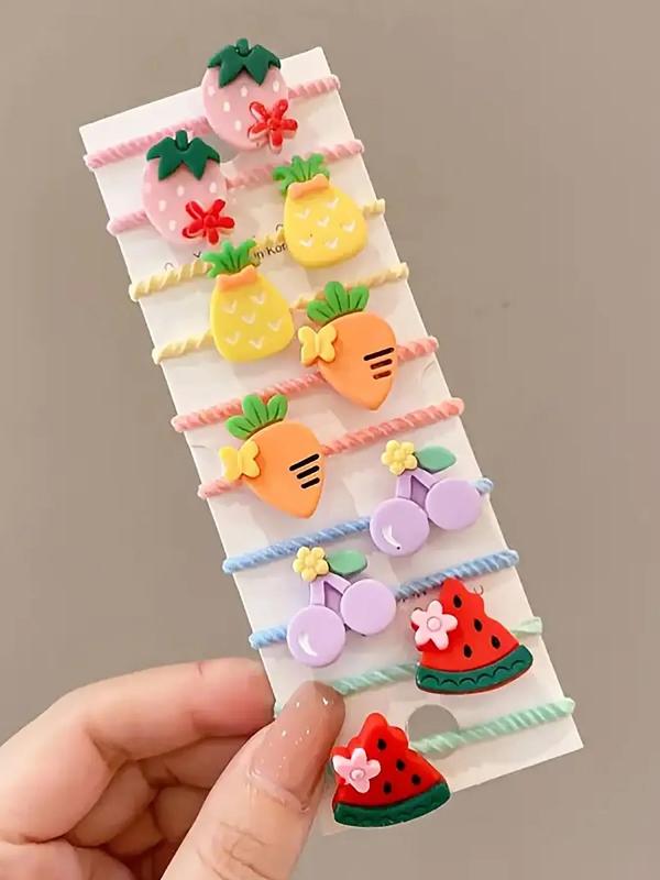 Colorful Cute Cartoon Hair Ties, 80pcs Random Style Flower & Bow & Fruit Design Hair Ties, Fashion Hair Accessories for Women & Girls