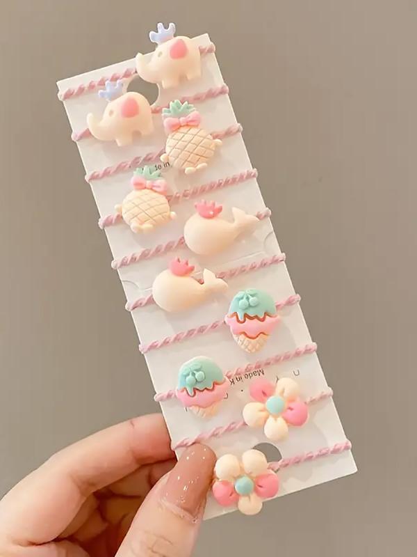 Cute Cartoon Flower & Animal Design Hair Ties, 20pcs High Stretch Hair Ties, Fashion Hair Accessories for Girls & Women