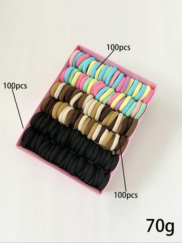 Solid Color High Stretch Hair Ties, Cute Hair Accessories for Women & Girls, Minimalist Headwear Suitable for Thick Hair