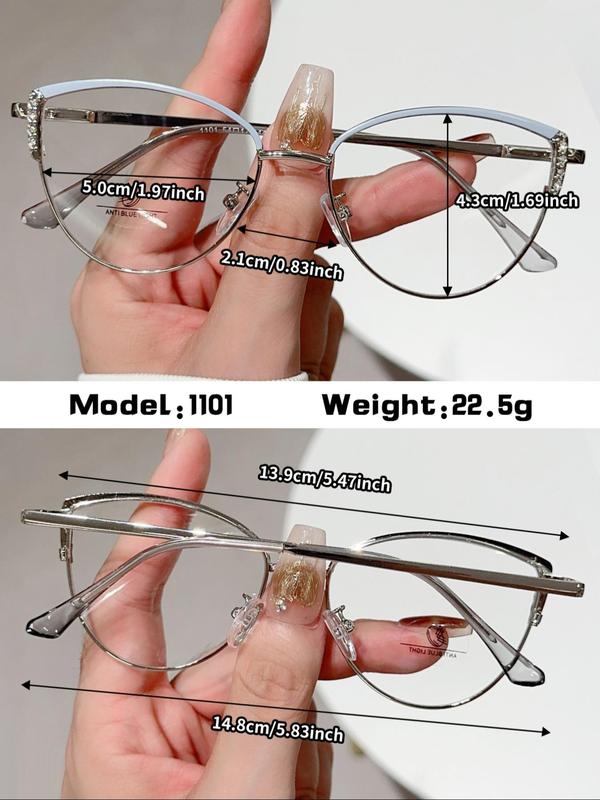 Cat Eye Frame Eyeglasses, Fashionable Eyeglasses for Women & Girls, Fashion Eyeglasses for Work, Daily Clothing Decor, Perfect for Student Daily Use