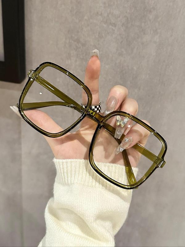 Simple Style Clear Eyeglasses, New Trendy Casual Large Square Eyeglasses for Women & Men, Fashion Eyeglasses for Work, Daily Clothing Decor, Perfect for Student