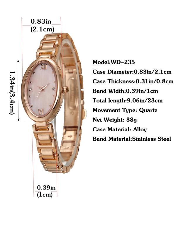 Women's Elegant Oval Dial Quartz Watch, Exquisite Trendy Wristwatch, Fashionable Watch for Women As Gift with Box