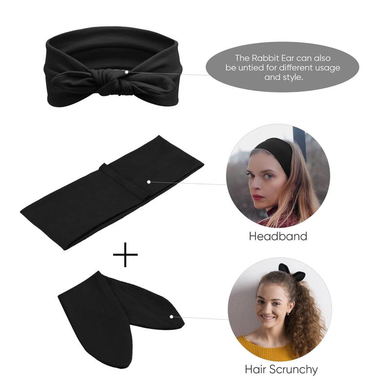 4 Pack Headbands for Women Bow Knotted Hair Band Facial Cloth Rabbit Ears Running Sport Elastic Hair Wrap