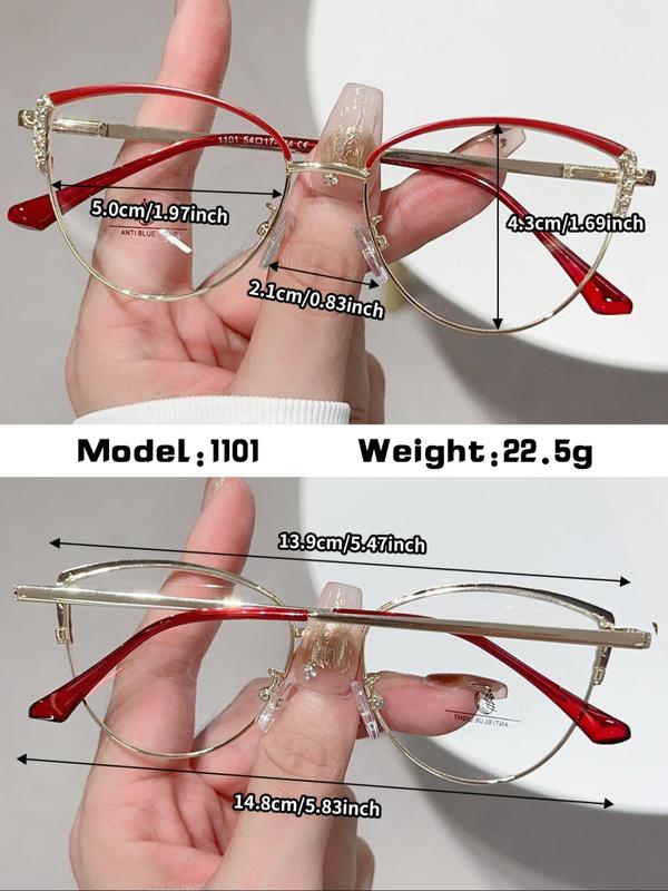 Cat Eye Frame Eyeglasses, Fashionable Eyeglasses for Women & Girls, Fashion Eyeglasses for Work, Daily Clothing Decor, Perfect for Student Daily Use