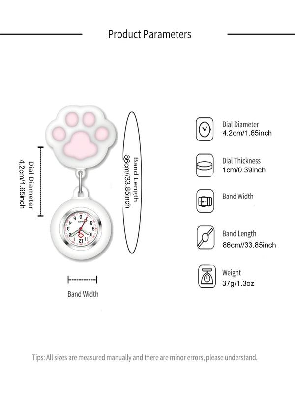 Cute Cat Paw Design Stretchable Watch, Casual Round Dial Analog Quartz Watch for Women, Simple Wristwatch for Daily Wear, Perfect for Students and Nurses