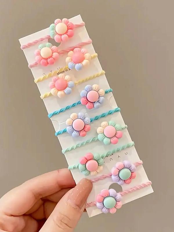 Colorful Cute Cartoon Hair Ties, 80pcs Random Style Flower & Bow & Fruit Design Hair Ties, Fashion Hair Accessories for Women & Girls