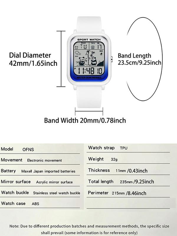 Unisex Fashion Square Dial Digital Watch, Multifunctional Sportive Digital Watch, Trendy Watch for Outdoor Sports with Box