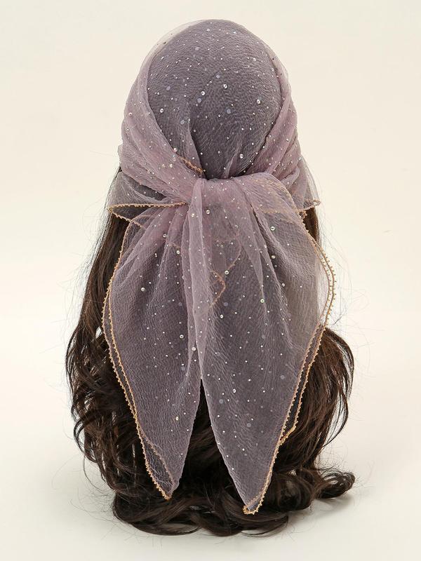 Women's Glitter Decor Head Scarf, Elegant Hair Band for Daily Hairstyle Ideas, Casual Trendy Headscarf for Women, Summer Bonnets Scarf for Birthday Gift, 2024 Fall Outfit, Earthtone Fall Freshness