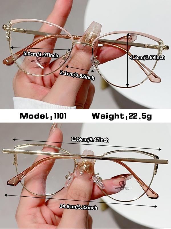 Cat Eye Frame Eyeglasses, Fashionable Eyeglasses for Women & Girls, Fashion Eyeglasses for Work, Daily Clothing Decor, Perfect for Student Daily Use