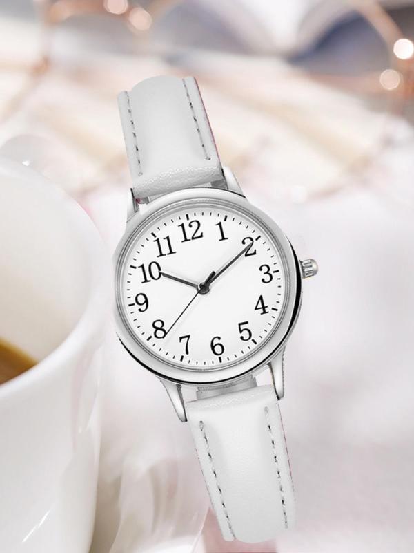 Women's Fashion Round Dial Analog Quartz Watch, Simple Wristwatch for Women & Girls, Trendy All-match & Exquisite Watch for Birthday Gift without Box