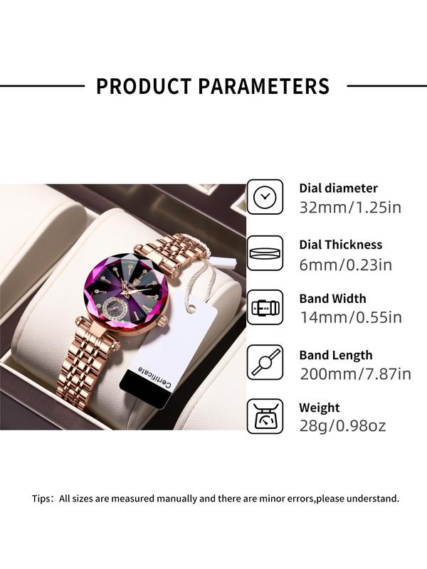 Women's Elegant Rhinestone Decorated Quartz Watch, Fashion Round Dial Watch for Women & Girls, Trendy All-match & Exquisite Watch for Birthday Gift with Box