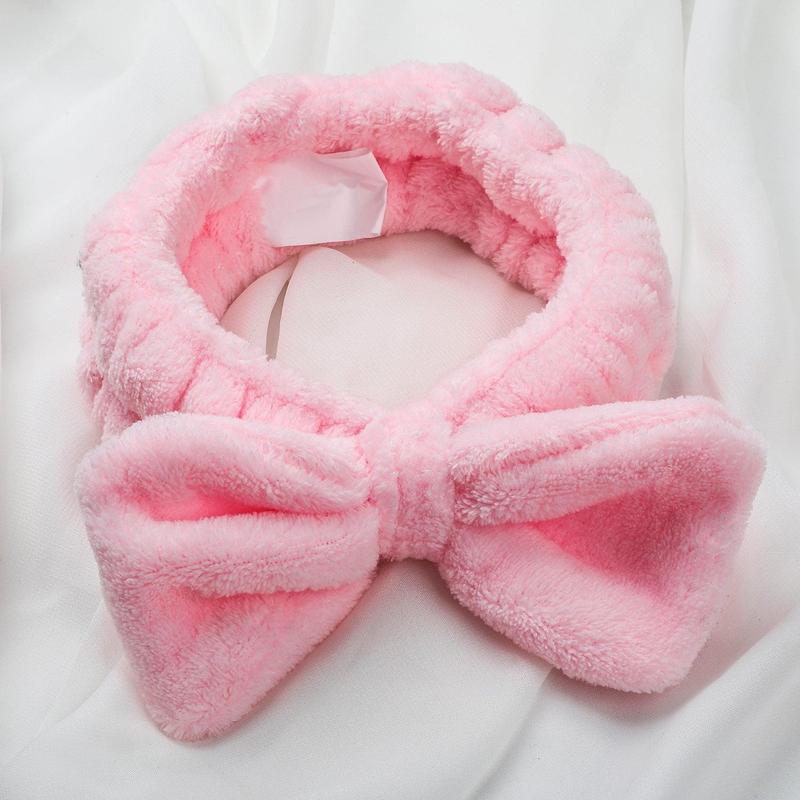 LurellaFam Bowtie Headband - Plush Fuzzy Headwrap with Stretchy Elastic Band - Makeup, Cosmetic