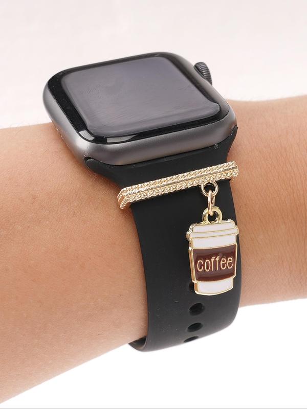 Coffee Cup Design Watch Accessory, Fashionable Coffee Themed Watch Band Decoration for Women & Men, Trendy All-match & Exquisite Watch Accessories As Gift