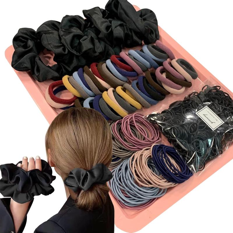 755counts Hair Accessories for Woman Set Seamless Ponytail Holders Variety Hair Scrunchies Hair Bands Scrunchy Hair Ties For Thick and Curly