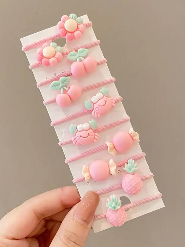 Cute Cartoon Flower & Animal Design Hair Ties, 20pcs High Stretch Hair Ties, Fashion Hair Accessories for Girls & Women