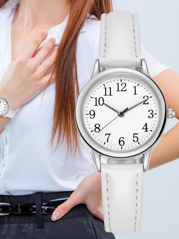 Women's Fashion Round Dial Analog Quartz Watch, Simple Wristwatch for Women & Girls, Trendy All-match & Exquisite Watch for Birthday Gift without Box