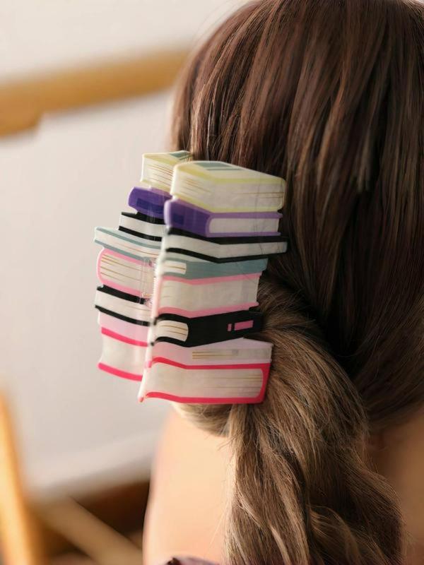 Book Pattern Hair Claw, Stylish Hair Clips for Ladies & Girls, Simple Elegant Headwear Perfect for Thick Hair, Trendy Hair Accessories for Everyday Wear