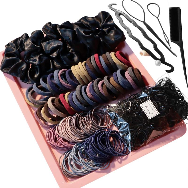 755counts Hair Accessories for Woman Set Seamless Ponytail Holders Variety Hair Scrunchies Hair Bands Scrunchy Hair Ties For Thick and Curly