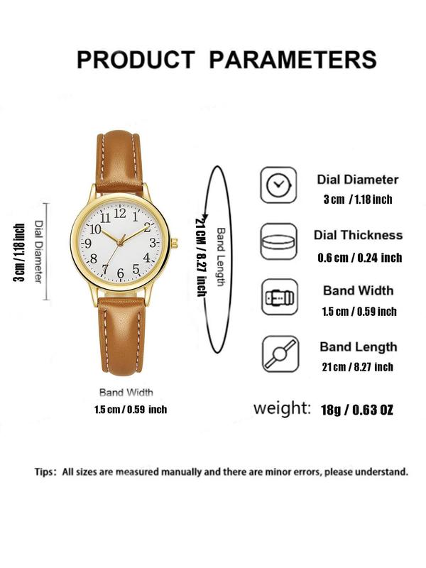 Women's Fashion Round Dial Analog Quartz Watch, Simple Wristwatch for Women & Girls, Trendy All-match & Exquisite Watch for Birthday Gift without Box