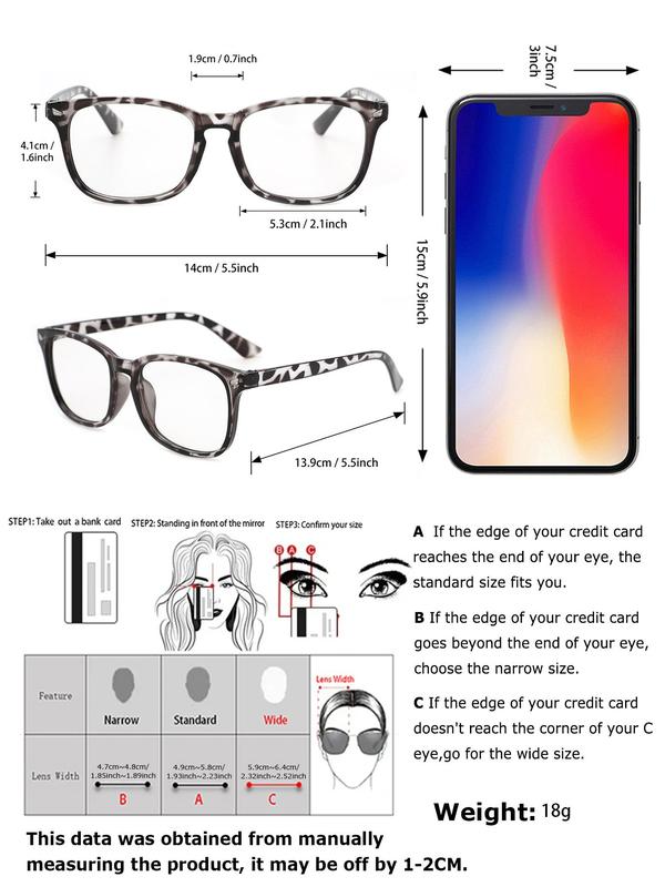 Unisex Fashionable Leopard & Plain Color Pattern Glasses, Trendy Casual Square Frame Eyeglasses for Everyday Use, Fashion Accessories for Outdoor Activities