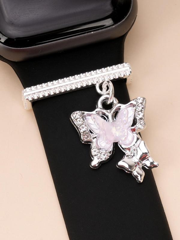 Rhinestone Decorated Butterfly Design Watch Band Decoration, Fashionable Watch Band Accessories for Women & Girls, Trendy All-match & Exquisite Watch Accessories